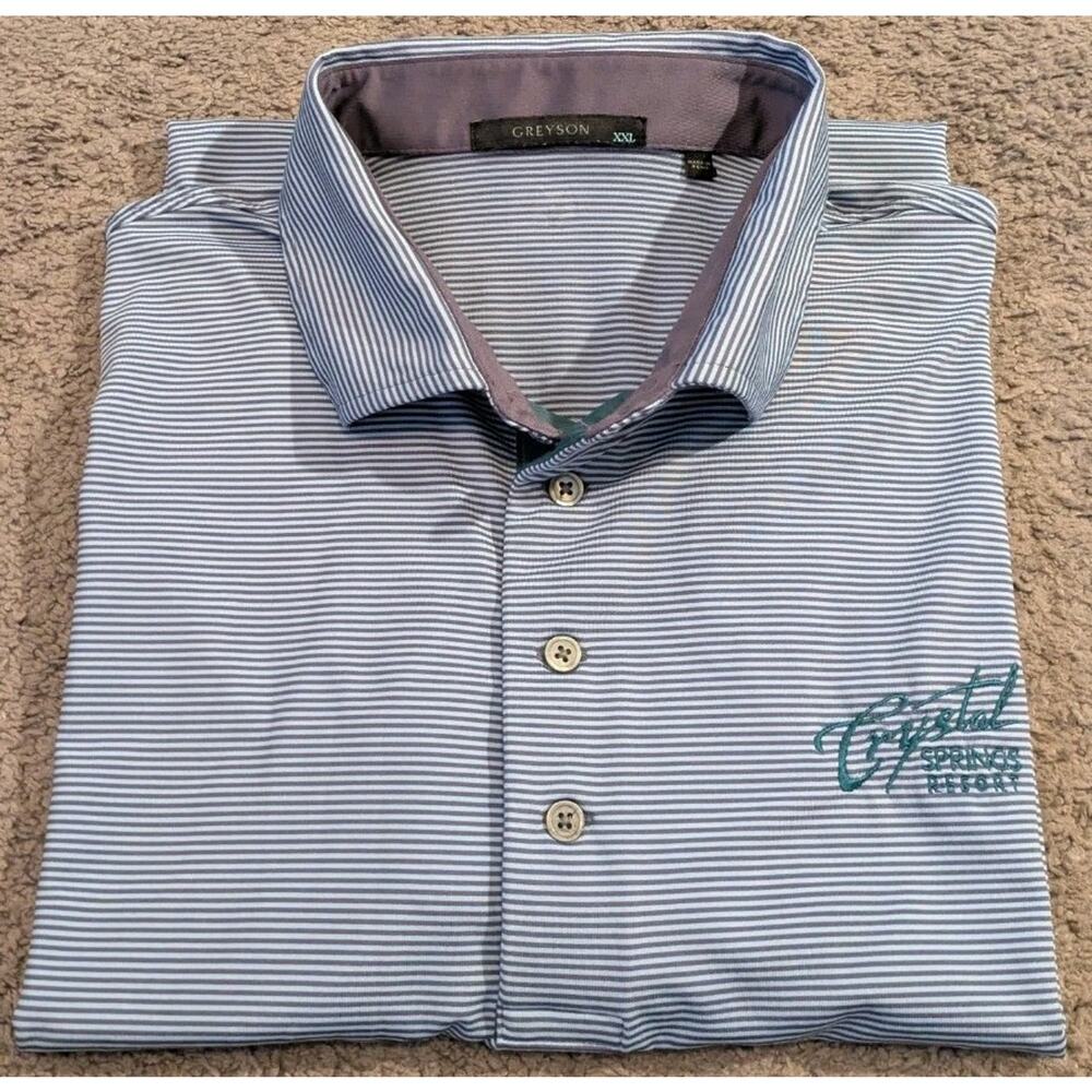 Greyson Striped Crystal Springs Resort Golf Polo Shirt Men's 2XL